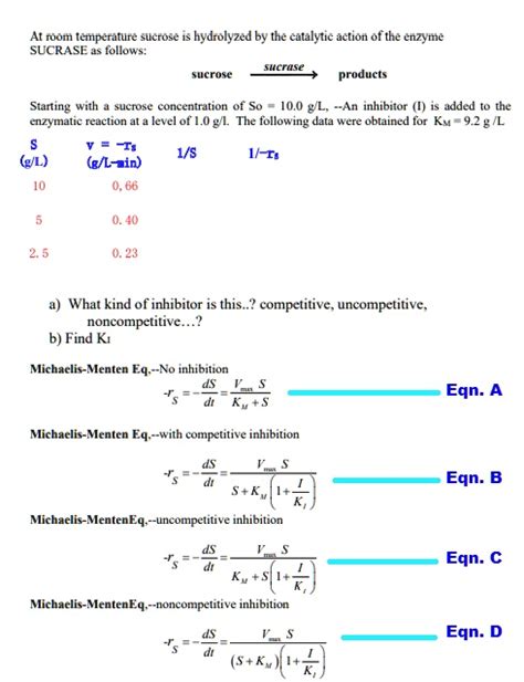 SOLVED: At room temperature sucrose is hydrolyzed by the catalytic action of the enzyme SUCRASE ...