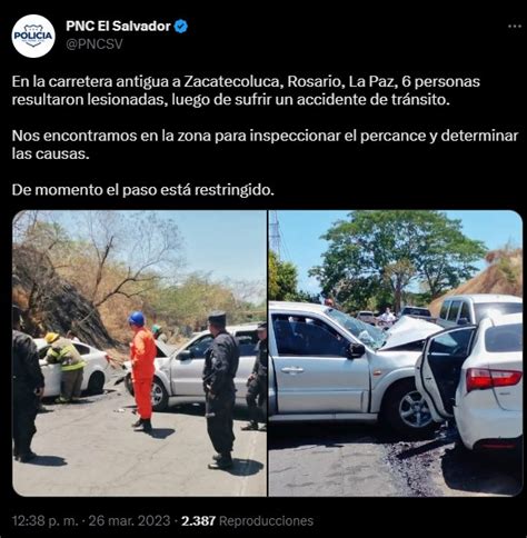 Seis Lesionados Tras Fuerte Accidente En Carretera A Zacatecoluca El Blog