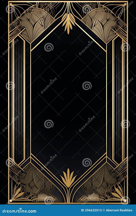 An Art Deco Style Frame on a Black Background Stock Illustration ...