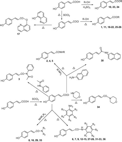 Scheme for the synthesis of p-coumaric acid derivatives. | Download ...