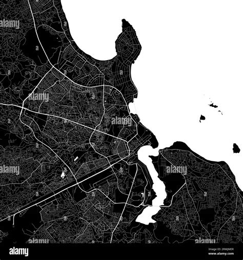 Map Of Dar Es Salaam City Tanzania Urban Black And White Poster Road