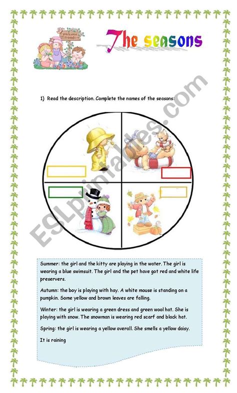 The Seasons Esl Worksheet By Claudiafer