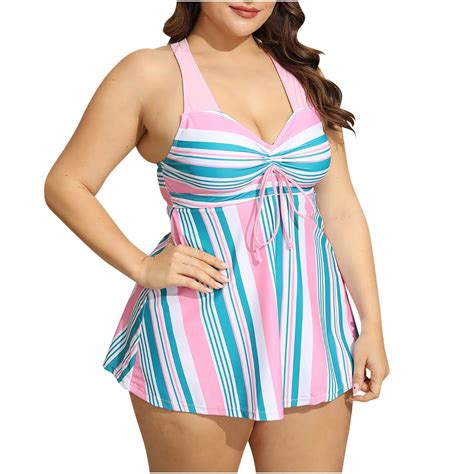 Kddylitq Two Piece Tankini Swimsuit For Women 2024 Summer Plus Size Bathing Suit Tank Top With