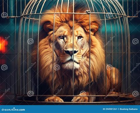 Circus Lion In A Cage Stock Illustration Illustration Of Generative