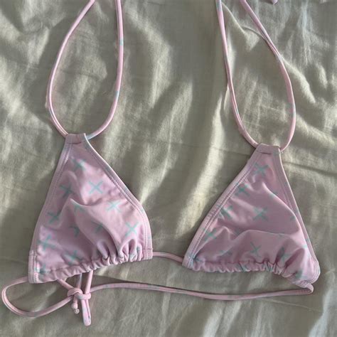 Boutine LA Pink Triangle Bikini Top Fits All Sizes Depop