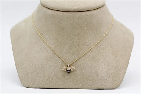 4KT Yellow Gold Bumble Bee Diamond Necklace
