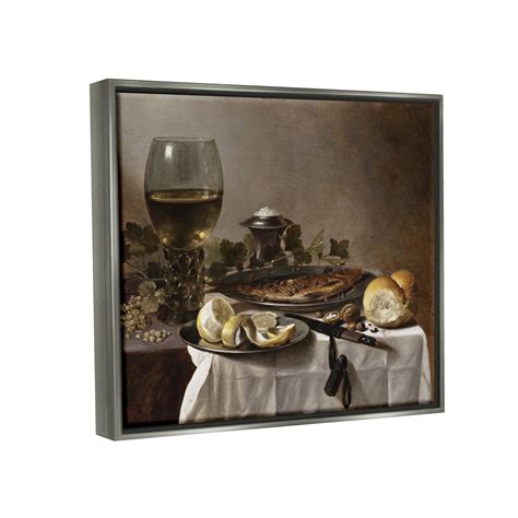 Stupell Industries Still Life With Herring Wine And Bread Pieter Claesz Painting By