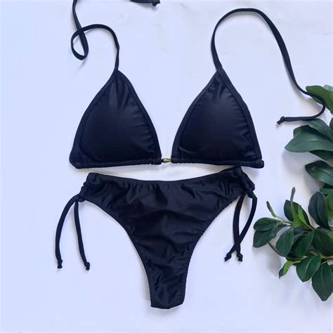 Conjunto Biqu Ni Cortininha Calcinha Hot Pants E Fio Duplo Preto