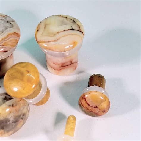 Stone Plugs Gauges Crazy Lace Agate Stone Plugs Single Etsy