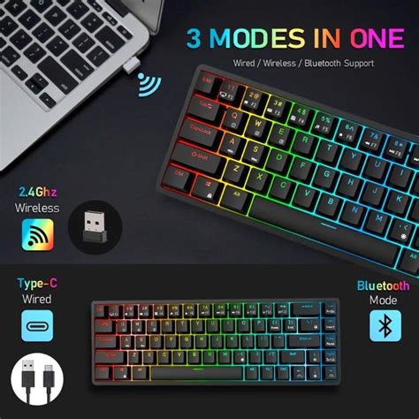 SG Royal Kludge RK G68 RK837 Hot Swappable Bluetooth Wireless RGB Mechanical Gaming Keyboard