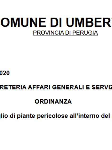 Ordinanza Abbattimento E Taglio Di Piante Pericolose All Interno Del