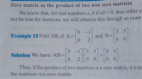 Chapter 3 Zero Matrix As The Product Of Two Non Zero Matrices