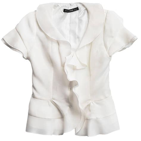 Jackie Rogers White Ruffle Organza Blouse For Sale At 1stdibs