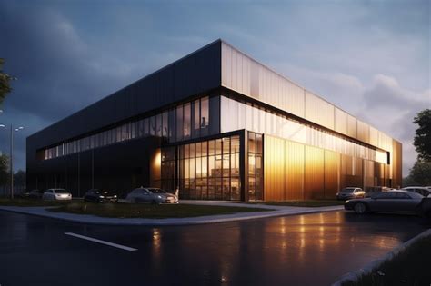 Premium Photo | 3D modern factory building design