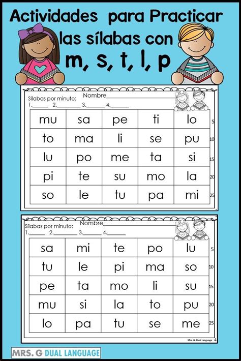 Repaso De Silabas Spanish Syllables Rti Activities Set 1 EE1