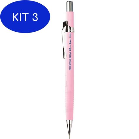 Kit Lapiseira Tecnica Mm Pentel Sharp B G P Rosa Claro Submarino