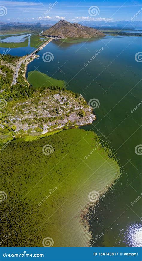 Aerial View of Lake Skadar or Lake Scutari, Montenegro. Surrounded by ...