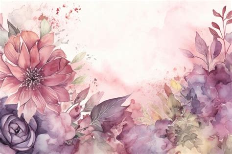 Premium AI Image | A floral background with a pink flower and leaves.