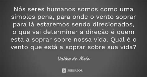 Nós Seres Humanos Somos Como Uma Valter De Melo Pensador