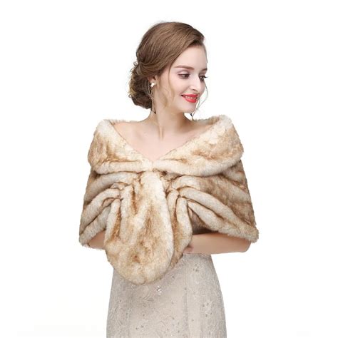 Bolero Bridal Shawl Fur Faux Fox Fur Wrap Bolero Winter Warm