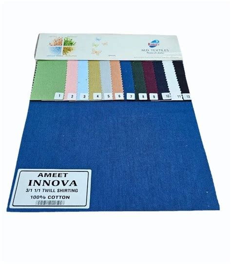 Ameet Innova Twill Shirting Cotton Fabric Plain Solids Blue At Rs 92