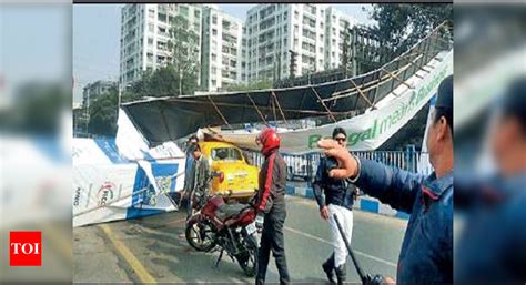 Ad Hoarding On Gariahat Flyover Falls On Pedestrian Kolkata News