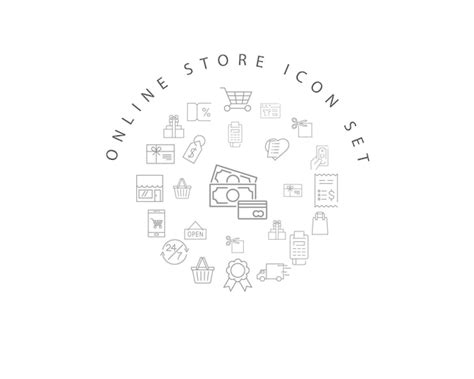 Diseño de conjunto de iconos de tienda en línea Vector Premium