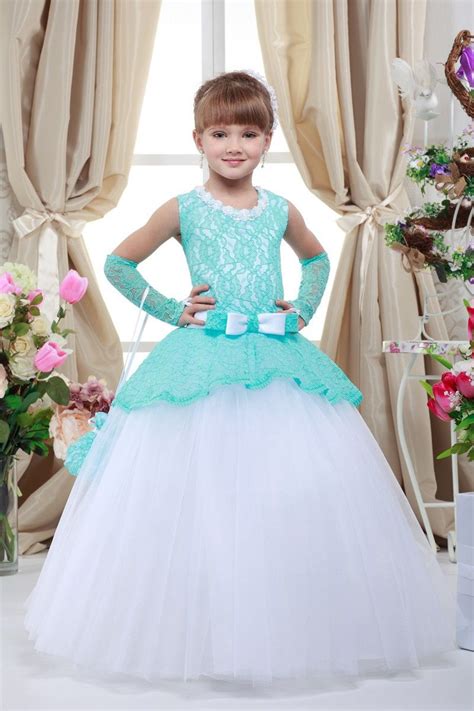Floor Length Ball Gown Flower Girl Dresses Children Birthday Dress Lace ...