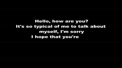 Hello - Adele - Lyrics - YouTube