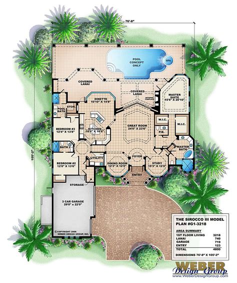 Mediterranean House Plan: Coastal Mediterranean Style Home Floor Plan | Mediterranean homes ...