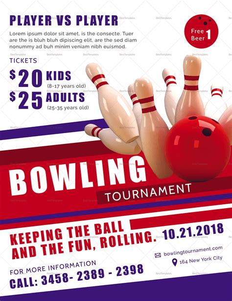 Bowling Tournament Flyer Design Template in PSD, Word, Publisher ...