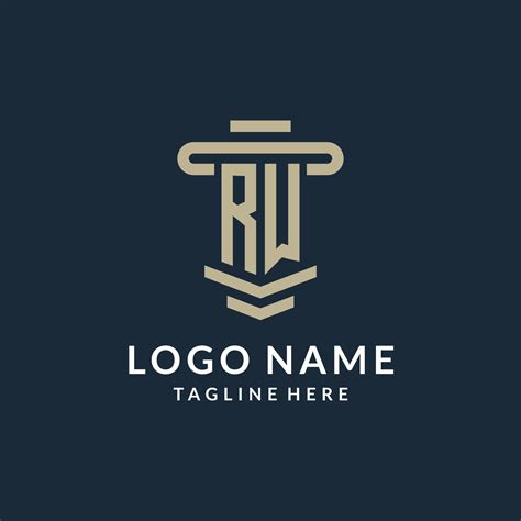 RW Initial Logo Monogram With Simple Luxury Pillar Line Vector Design