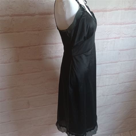 Black Full Slip Vintage S Lingerie Shamrock Adorned Gem