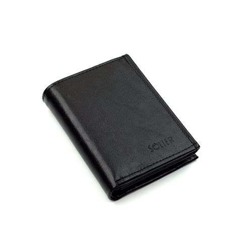 Elegant Black Leather Wallet Solier Sw01b Black Accessories Wallets