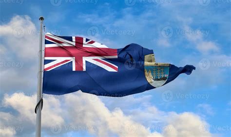 Saint Helena Flag Realistic Waving Fabric Flag 9404173 Stock Photo