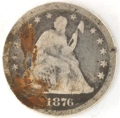 1876 SITZENDE LIBERTY Quarter Dollar Silber 25 Cent Münze Philadelphia