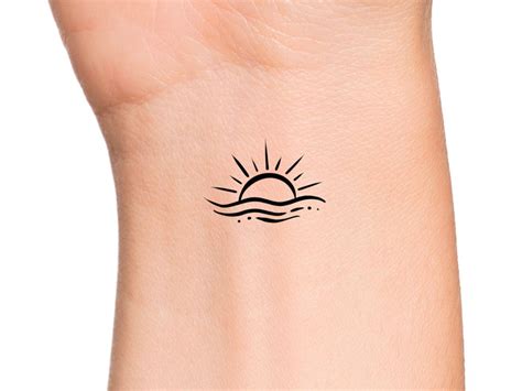 Sun Wave Sunset Temporary Tattoo Etsy