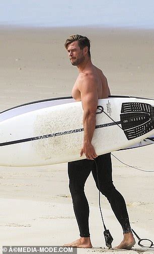 Chris And Liam Hemsworth Hit The Beach In Byron Bay With Bikini Clad Model Gabriella Brooks