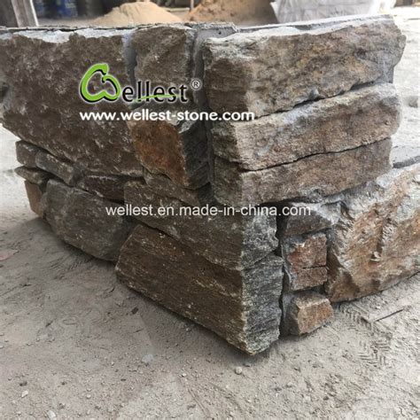 Natural Rusty Cement Quartzite Culture Stone For Wall Decoration