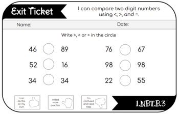 St Grade Compare Two Digit Numbers Exit Ticket Nbt B By Talk