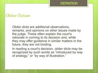 Ratio And Obiter Dictum Ppt