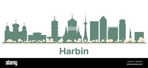 Abstract Harbin China City Skyline with Color Buildings. Vector Illustration. Business Travel ...