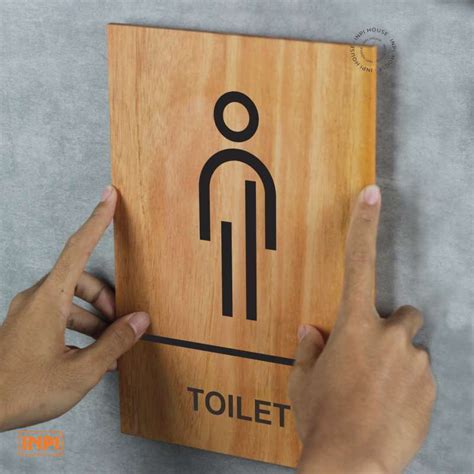 Jual INPI Sign Kayu Mahoni Sticker Portrait Logo Toilet Pria Putih