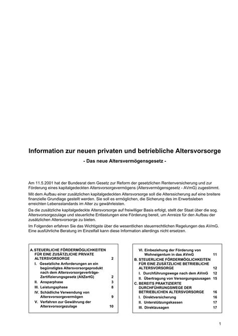 Information Zur Neuen Privaten Und Betriebliche Altersvorsorge Abv