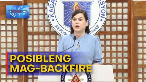 Pagre Resign Ni VP Sara Sa Gabinete Posibleng Mag Backfire Sa Mga