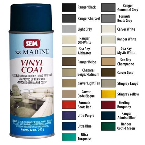 Uncovering The Colors Of Sem Vinyl Paint Color Chart - Paint Colors