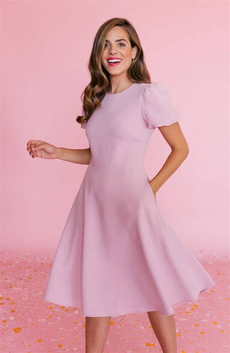 Gal Meets Glam Collection Krista Puff Sleeve Crepe Fit Flare Dress