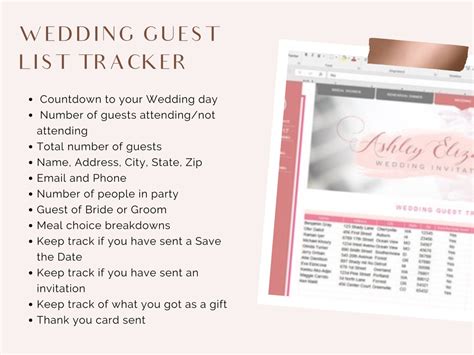 Wedding Guest List Tracker, Wedding Guest List Organizer, Guest List Spreadsheet, Wedding Excel ...