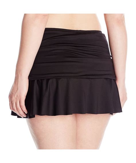 24th Ocean Women S Plus Size Plus Size Solid Ruffle Hem Skirted Bikini Bottom Black
