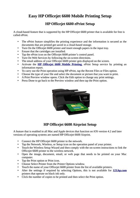 Quick Hp Officejet 6600 Mobile Printing Setup By Jack Leach Issuu